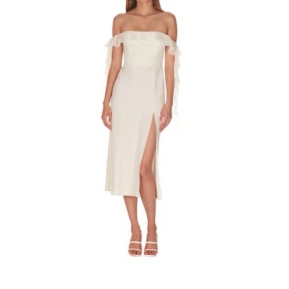 Amanda Uprichard White Copellia Midi Ruffle Dress - Picture 2 of 5